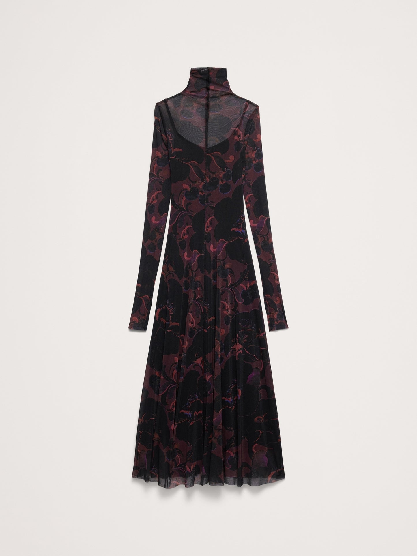 Mesh Long-Sleeve Maxi Dress