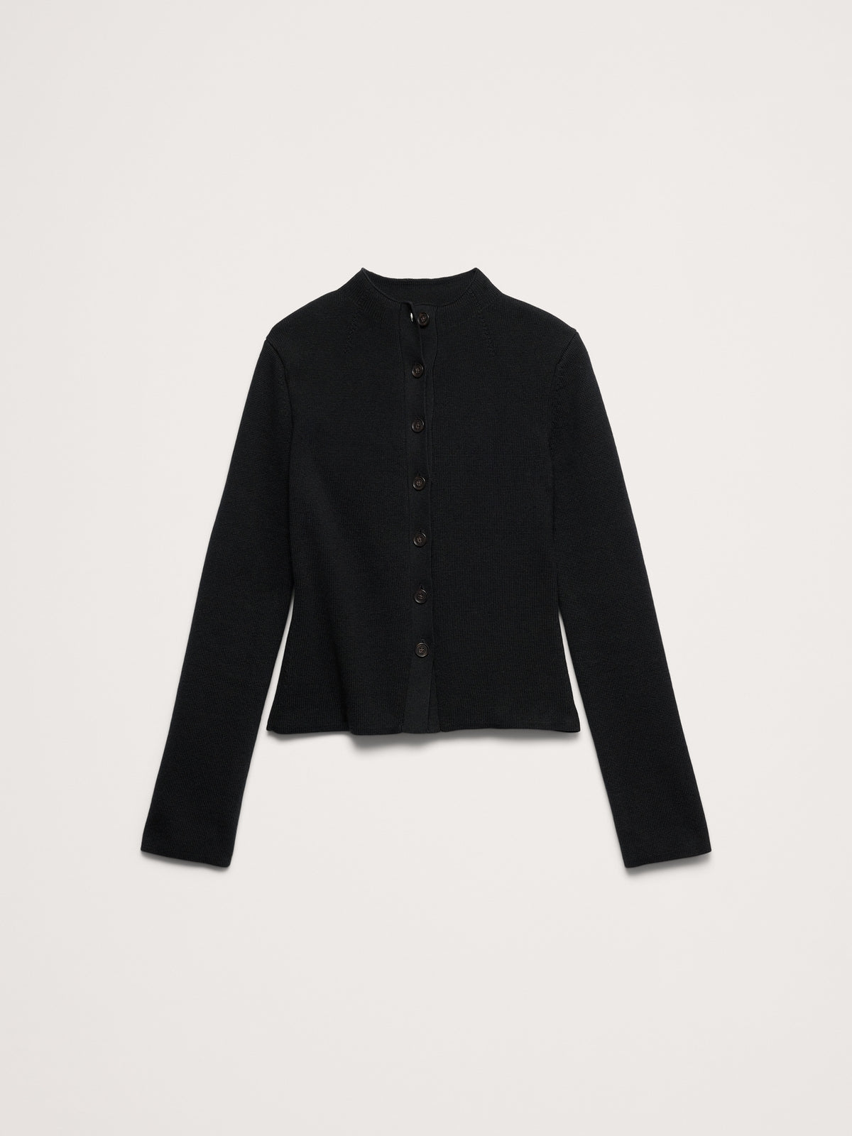 Larkspur Cotton-Silk Mock-Neck Cardigan