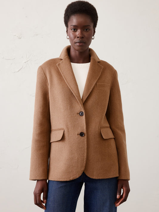 Polyester-Wool Blend Double-Face Blazer