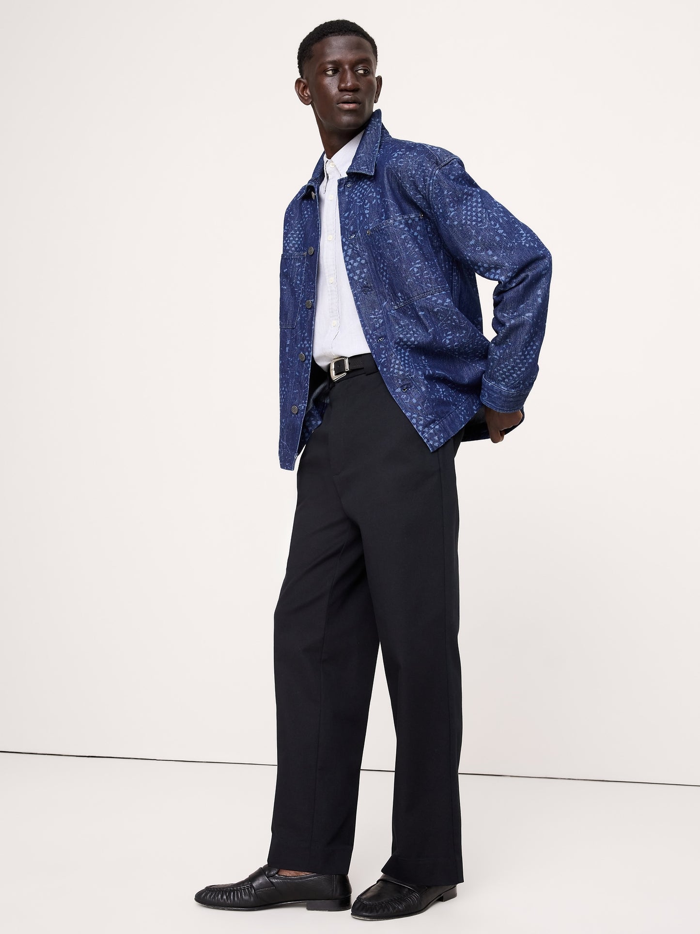 Relaxed-Fit Italian Printed Denim Overshirt