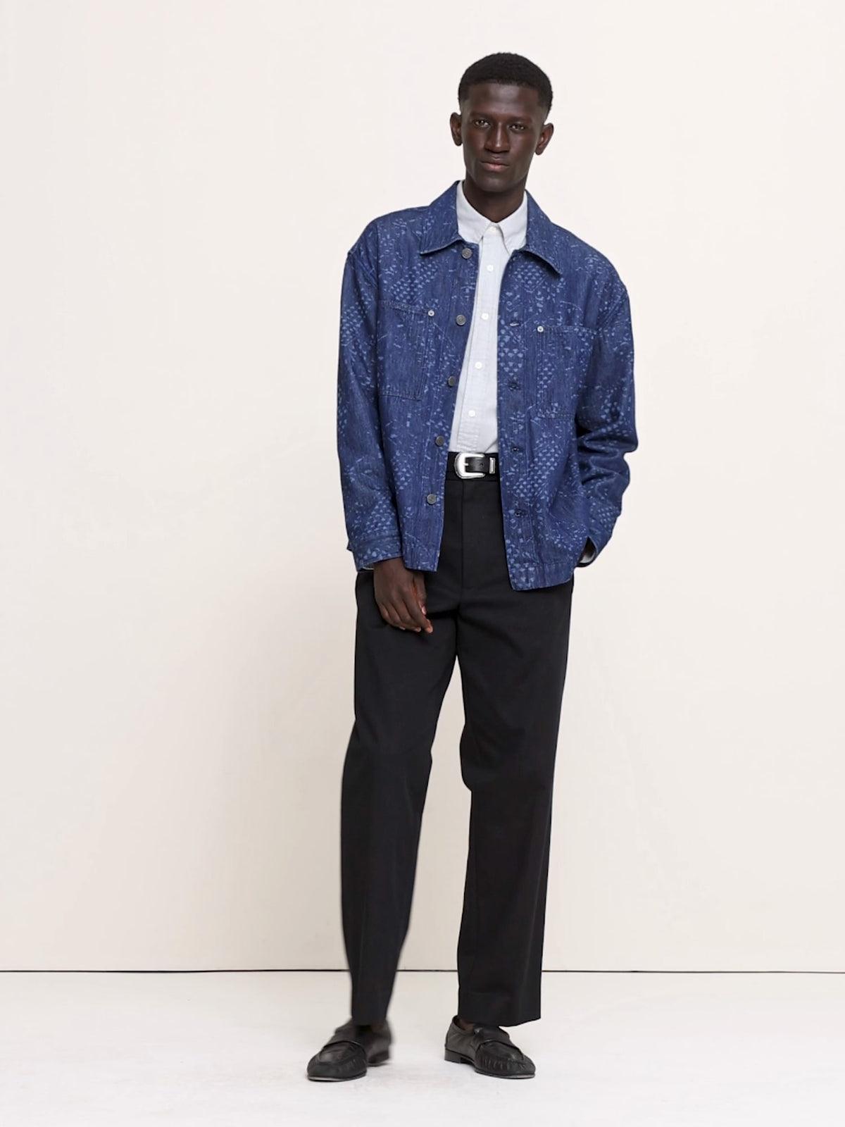 Relaxed-Fit Italian Printed Denim Overshirt