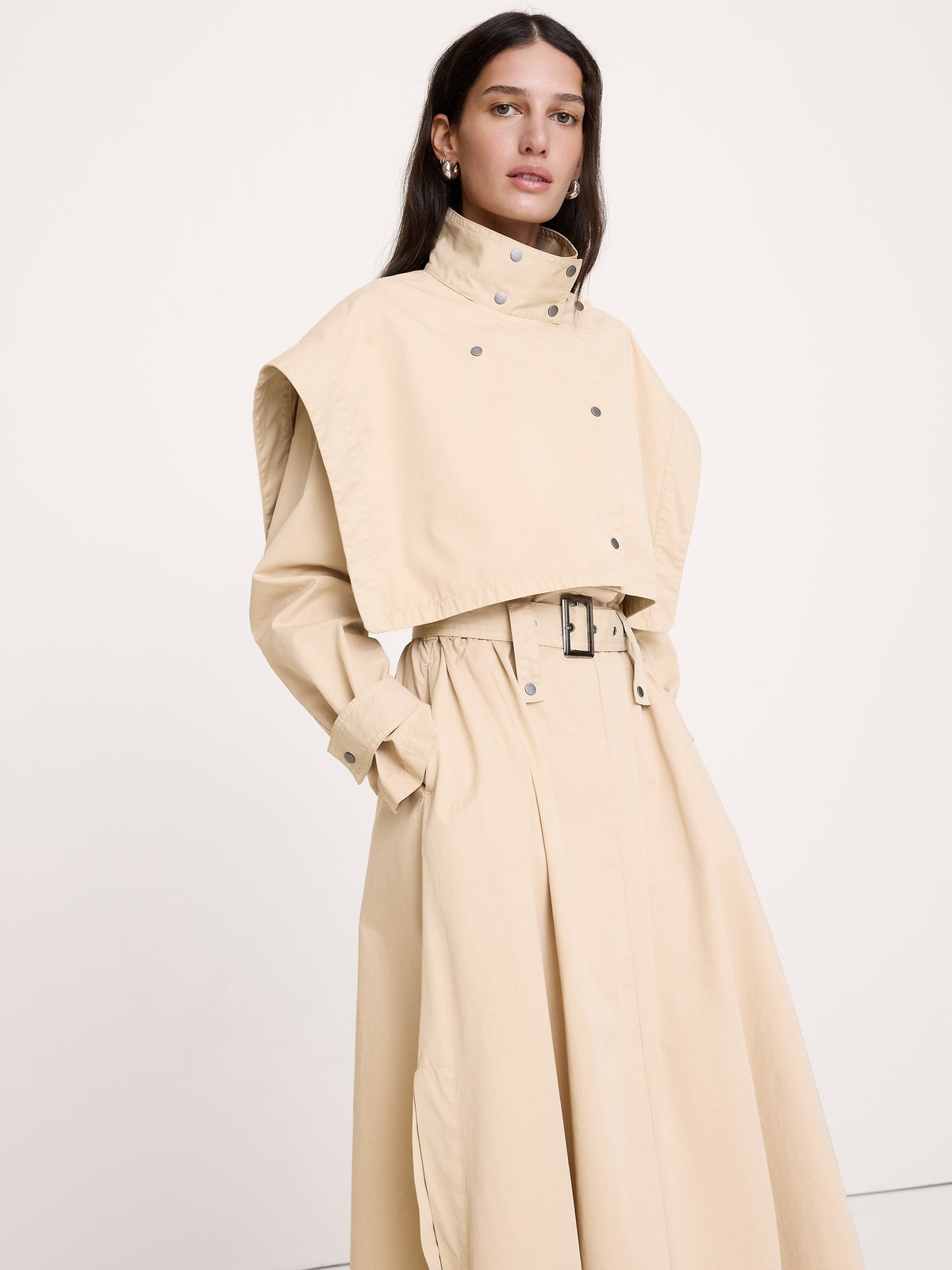 Cotton Twill Utility Trench Dress