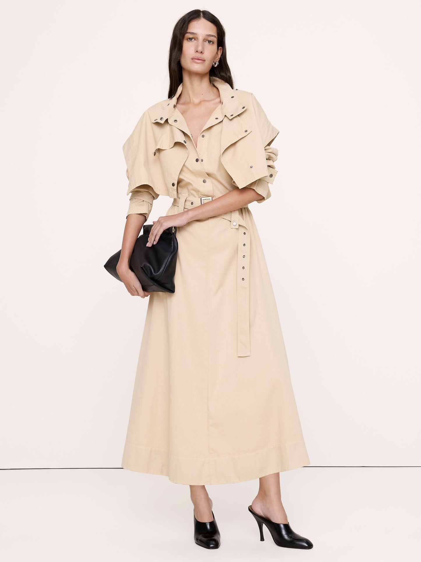 Cotton Twill Utility Trench Dress