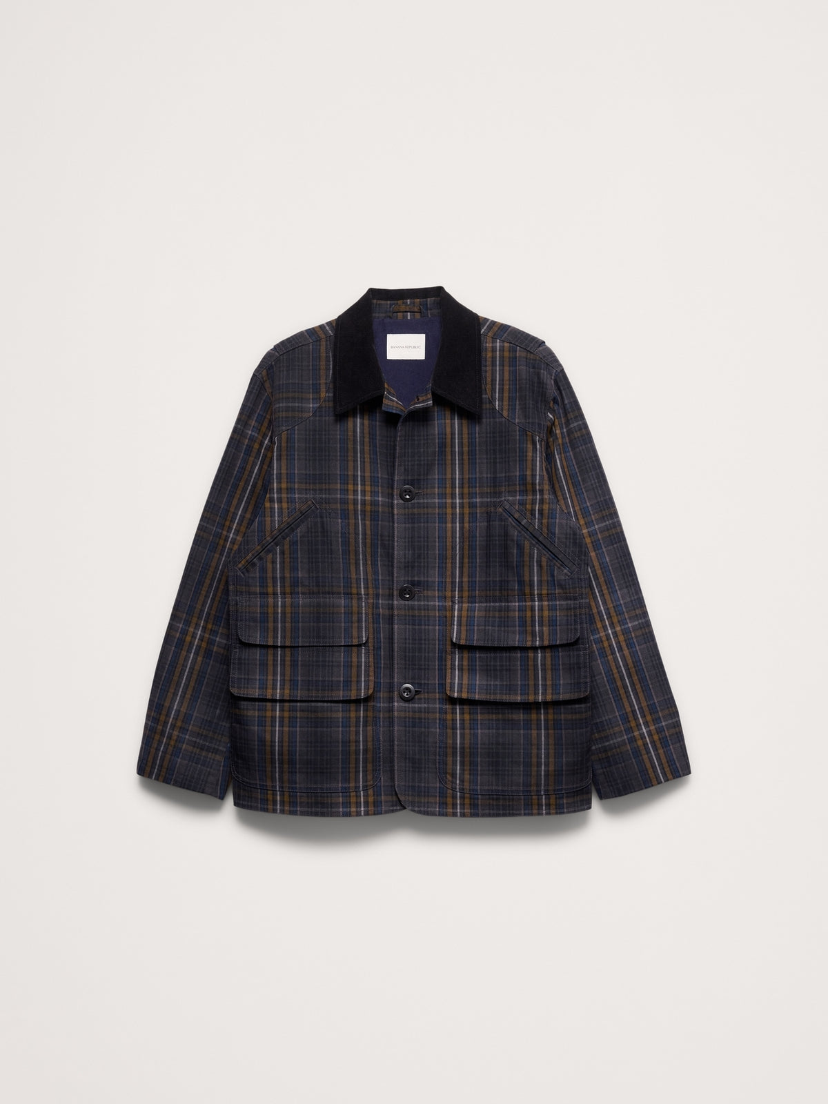 Cotton Canvas Barn Coat with Corduroy Collar
