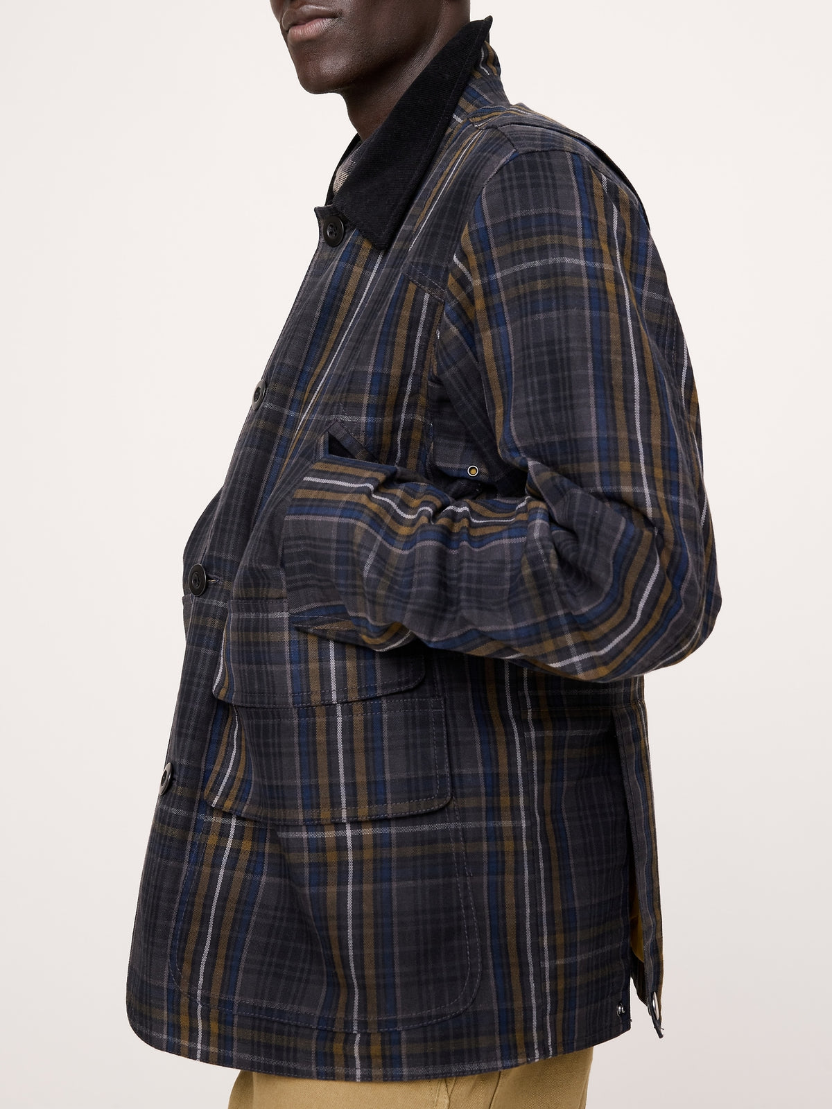 Cotton Canvas Barn Coat with Corduroy Collar