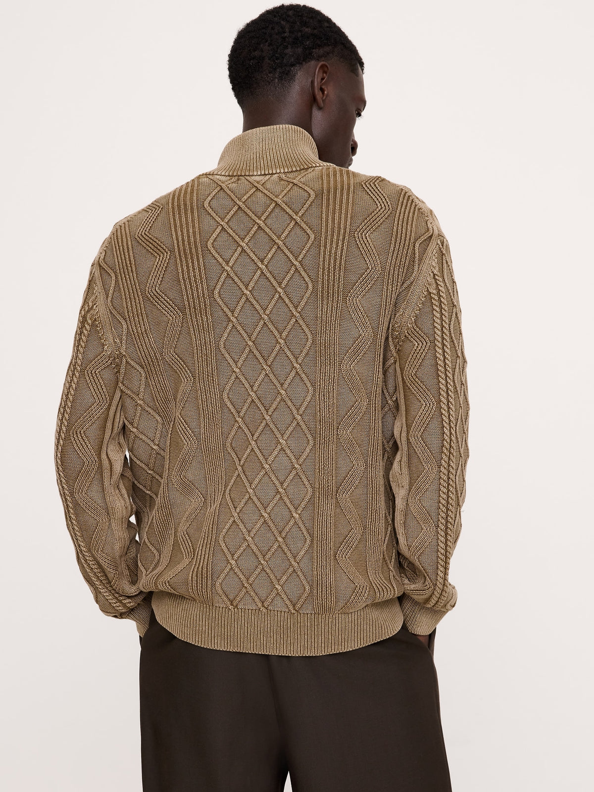 Cotton Cable-Knit Half-Zip Sweater