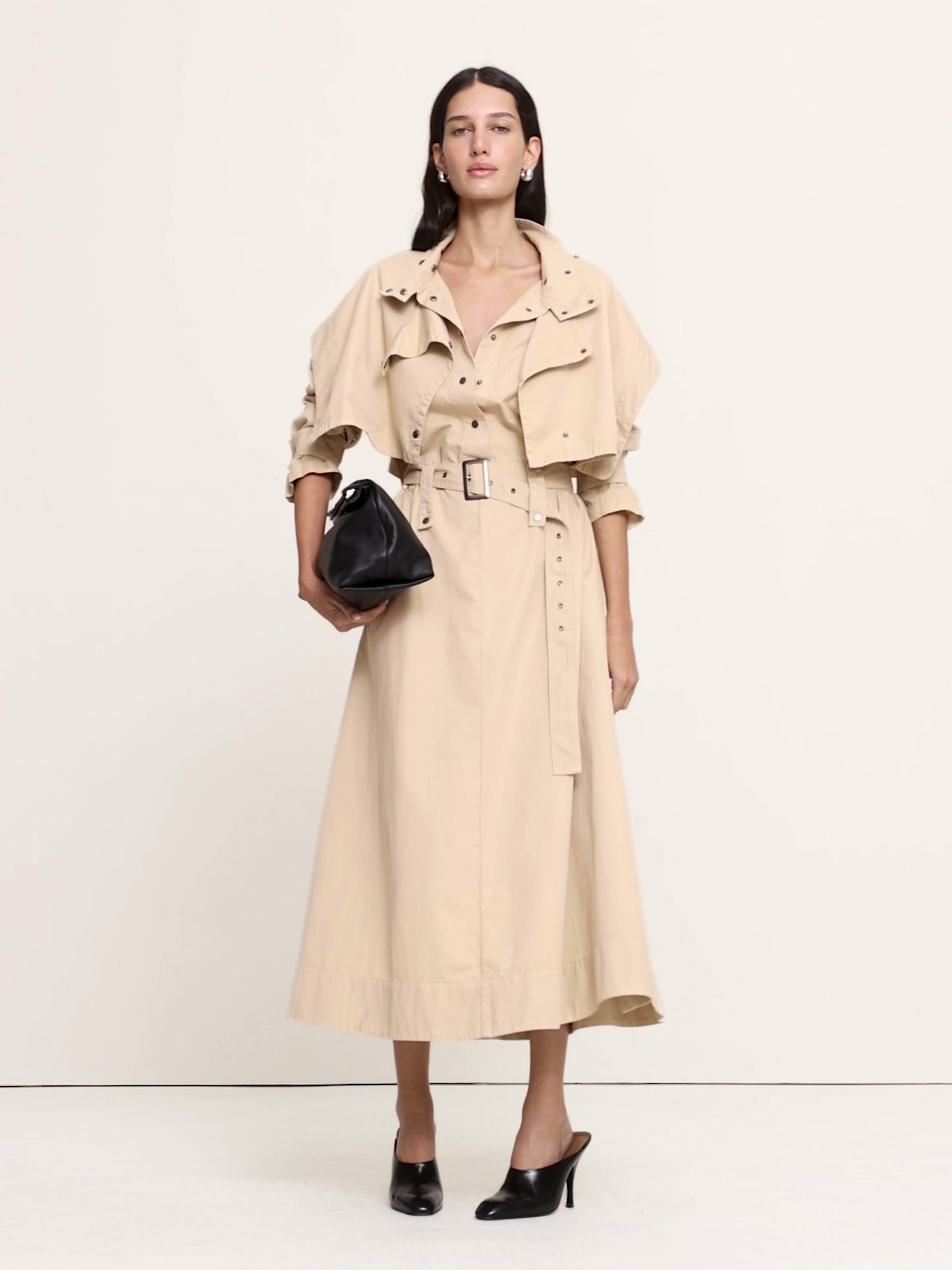 Cotton Twill Utility Trench Dress