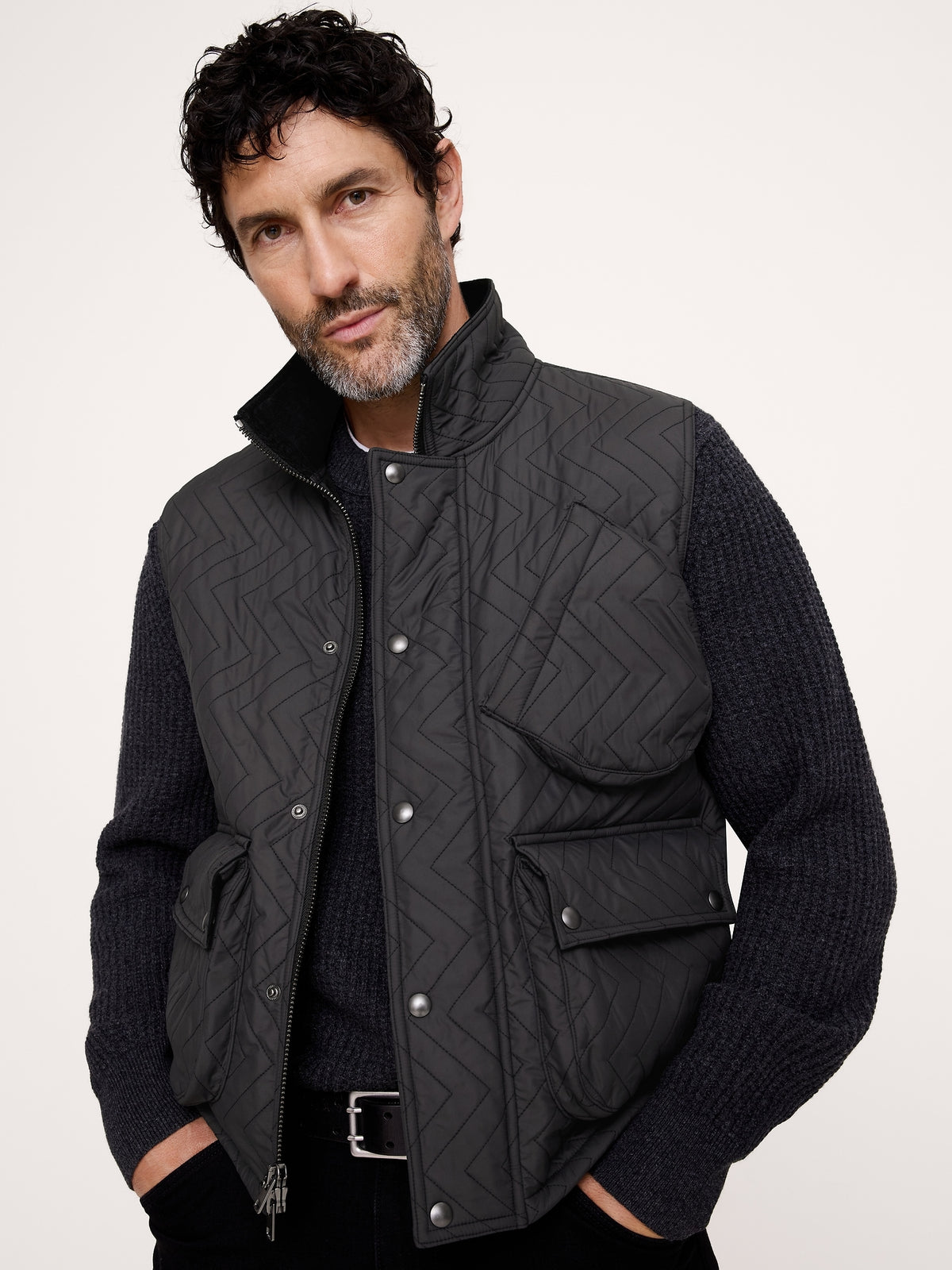 Herringbone Quilted Moto Vest