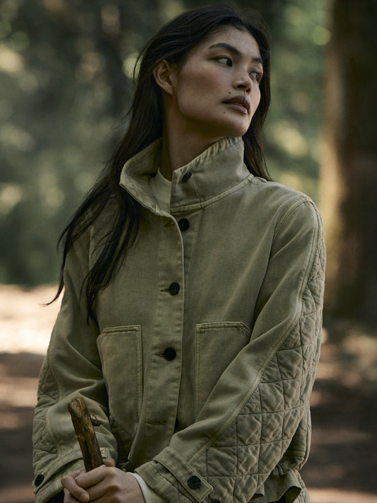 Quilted Cotton-Linen Utility Jacket