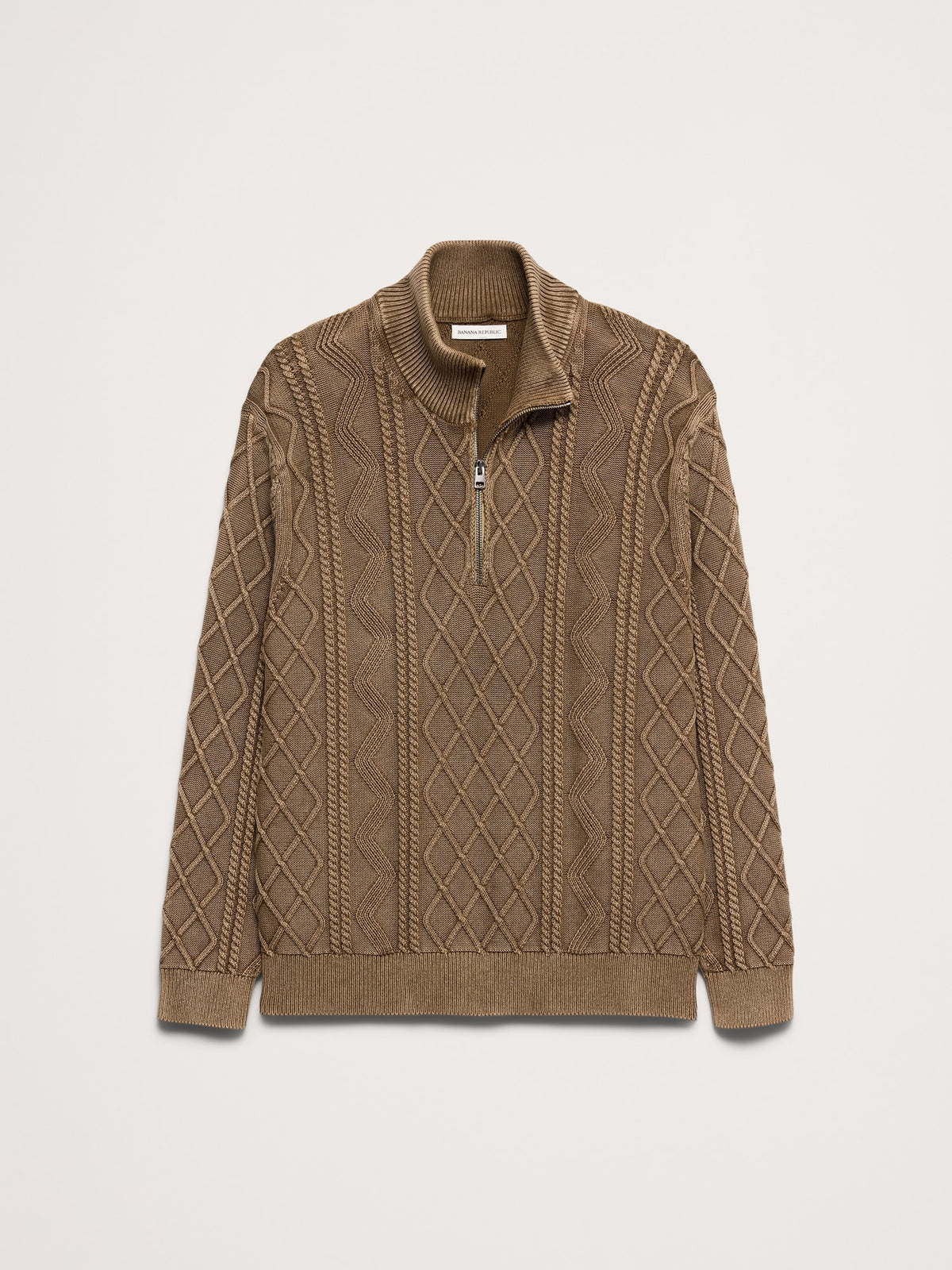 Cotton Cable-Knit Half-Zip Sweater