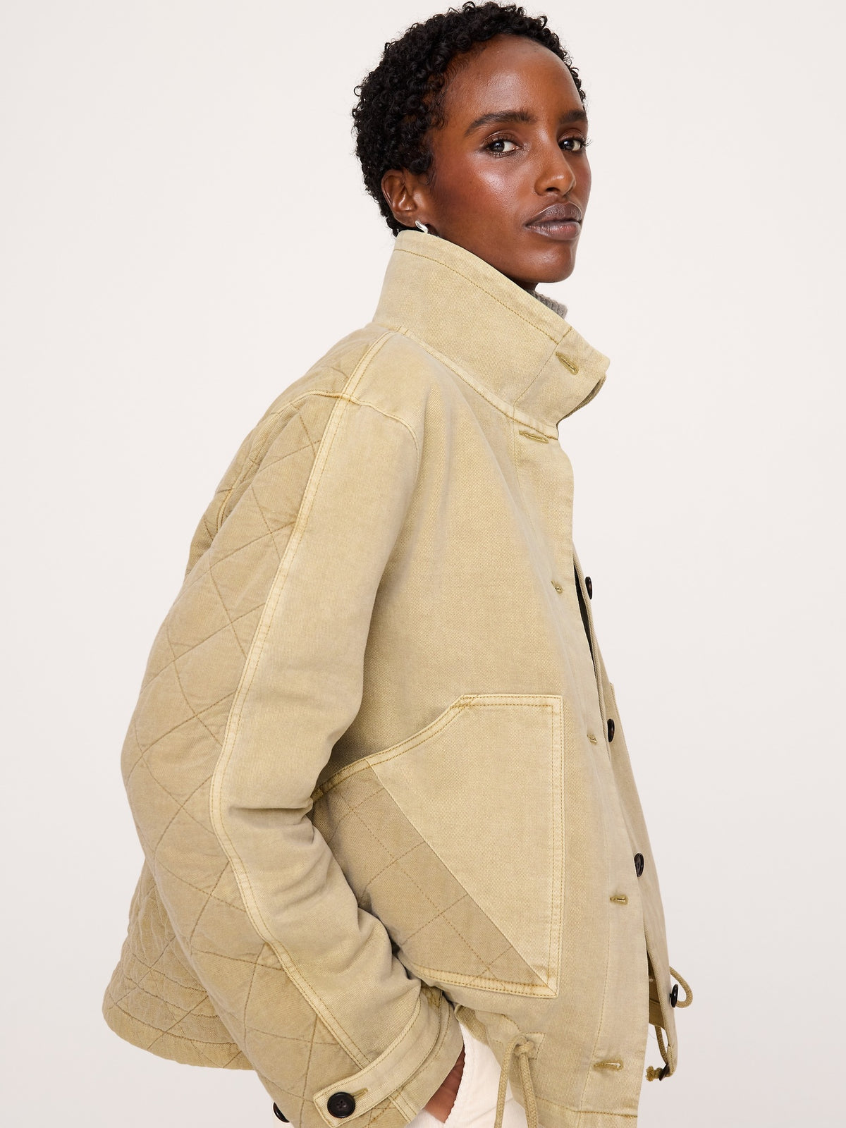 Quilted Cotton-Linen Utility Jacket
