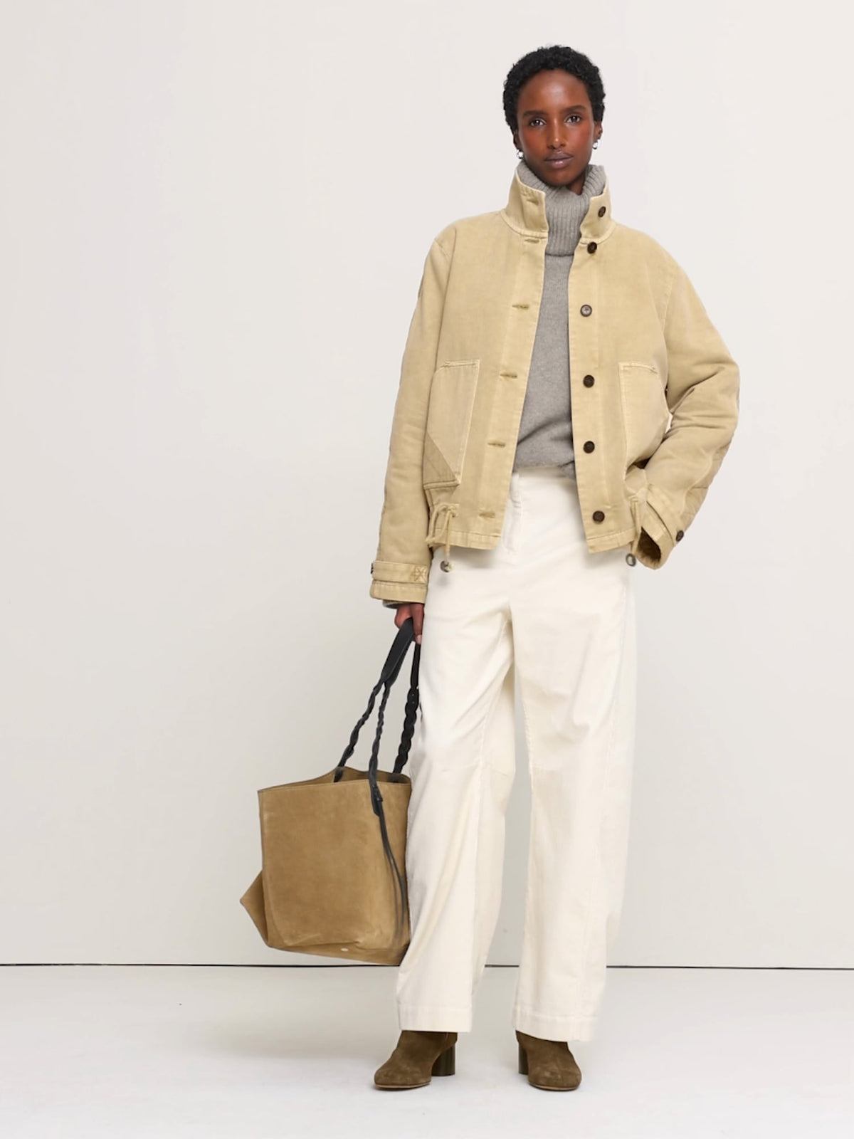 Quilted Cotton-Linen Utility Jacket